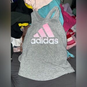 Adidas Kids Tank Top in Gray with Pink Logo